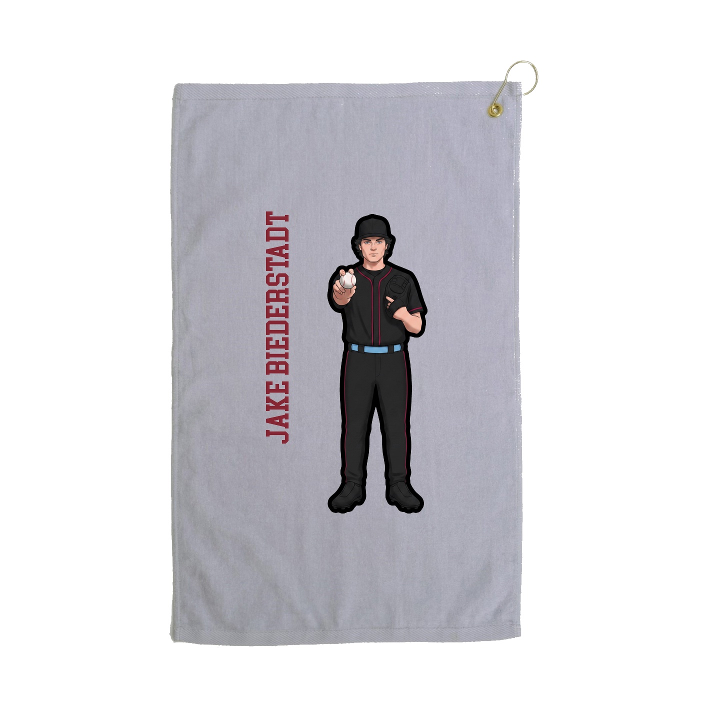 Golf Towel — Name Vertical in Grey