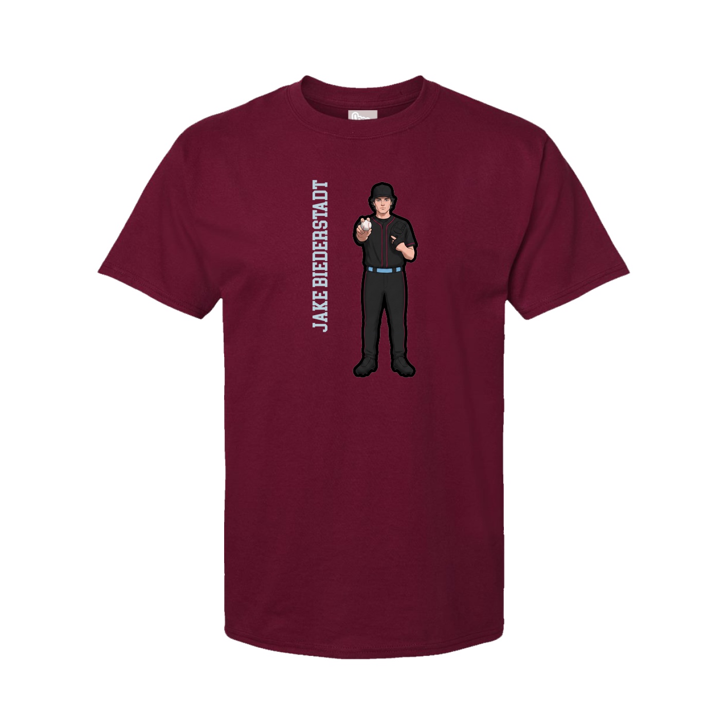 Youth Tee — Name Vertical in Cardinal