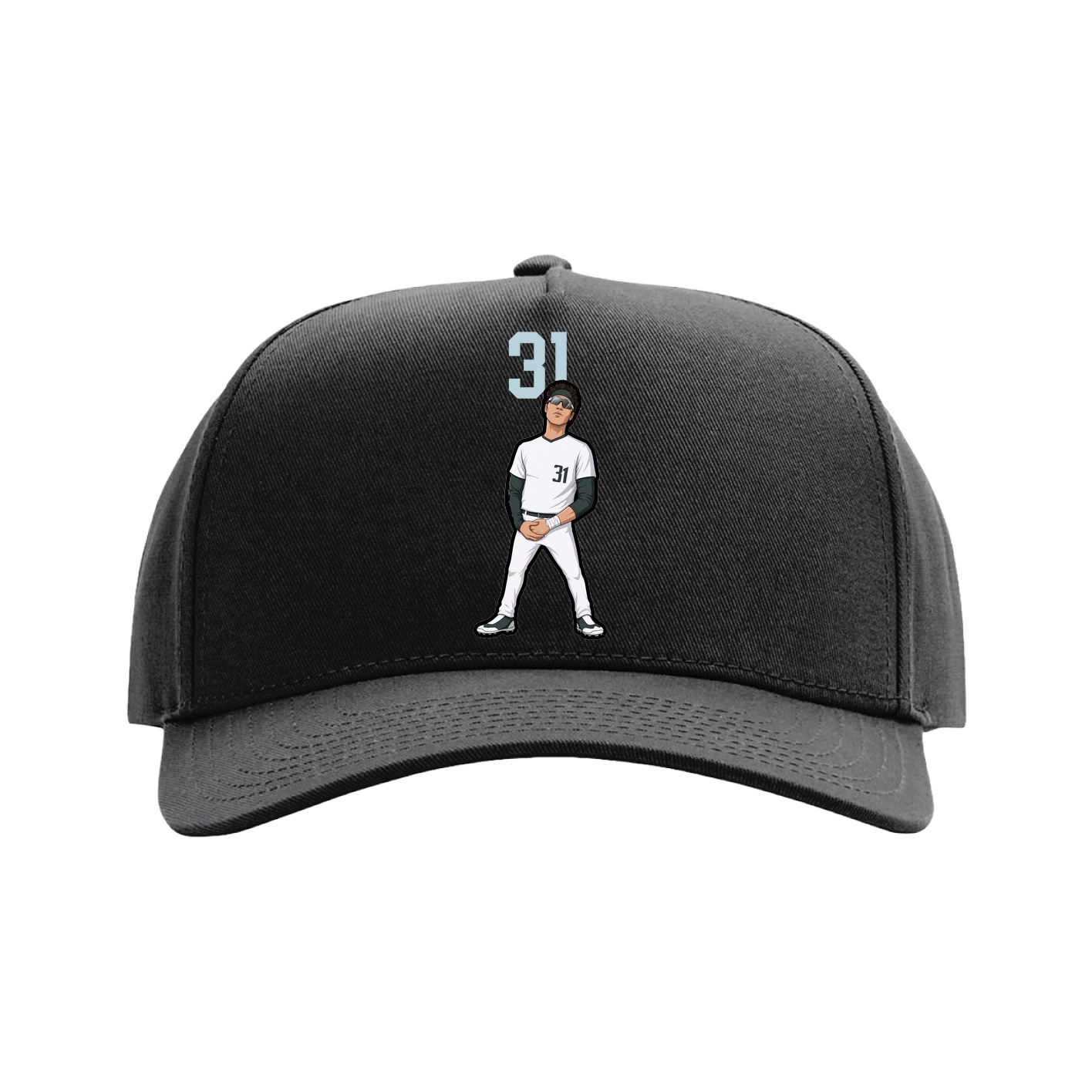 Full Fabric Five-Panel Champ Cap — Number Top in Black