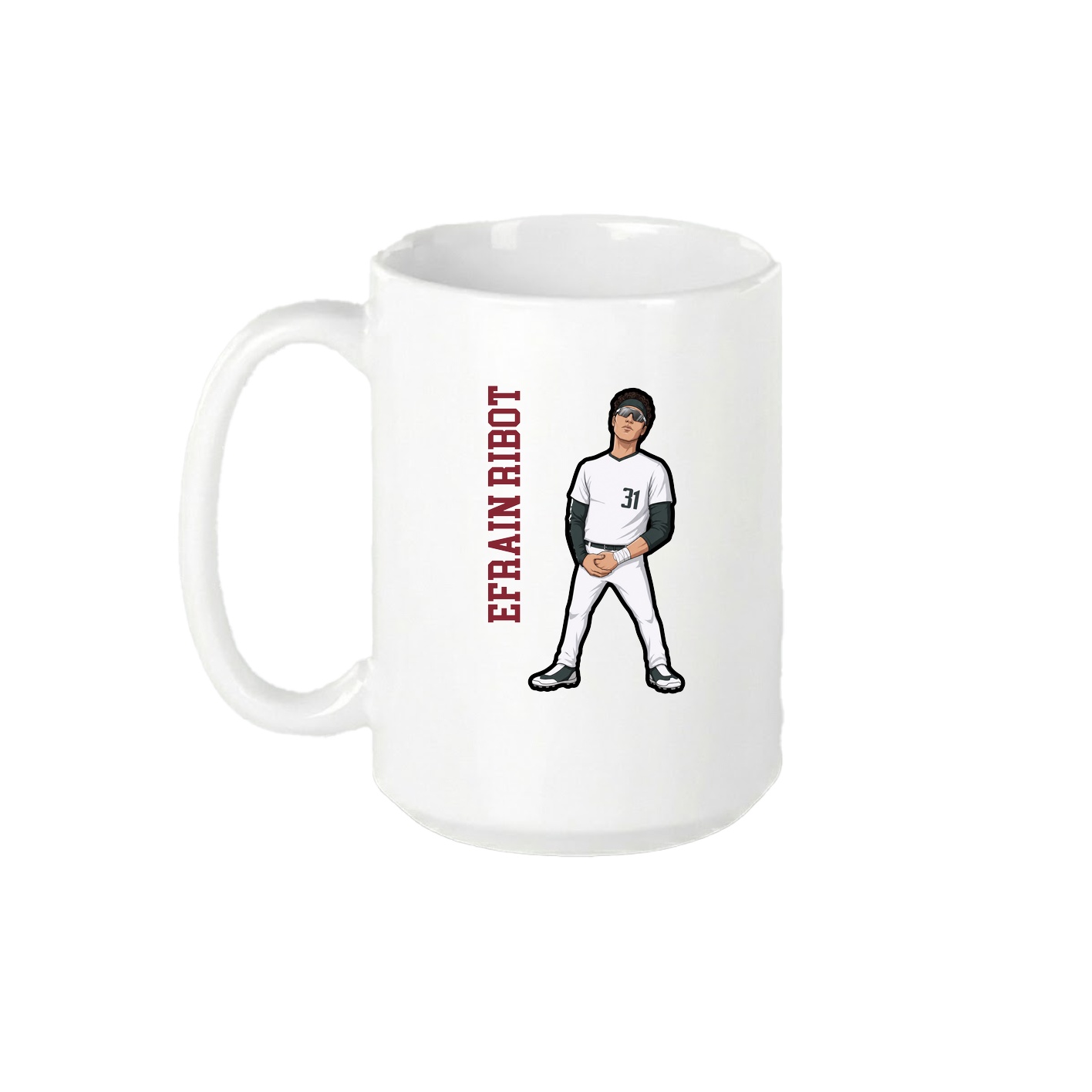 15oz Coffee Mug — Name Vertical in White