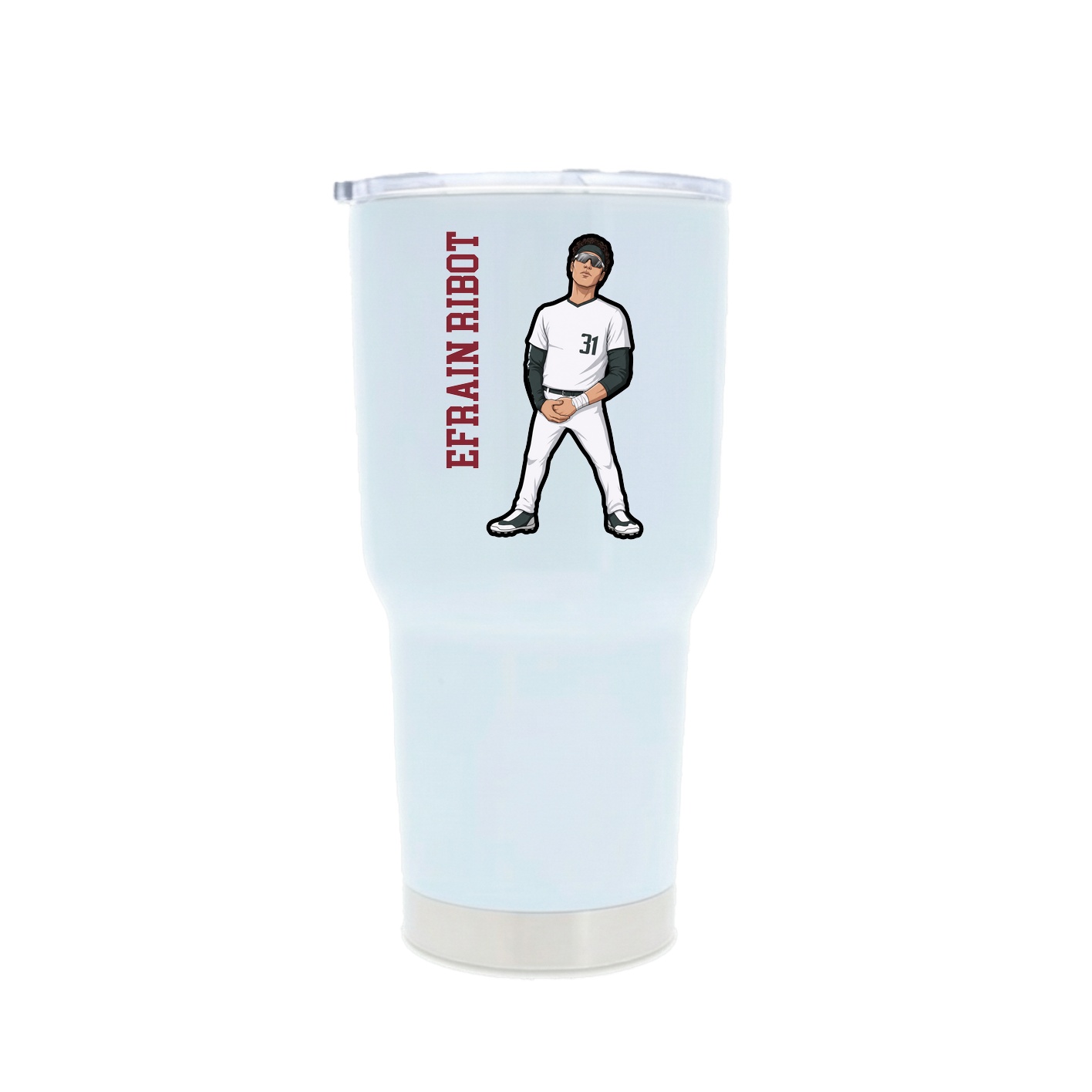 30oz Stainless Steel Tumbler — Name Vertical in White