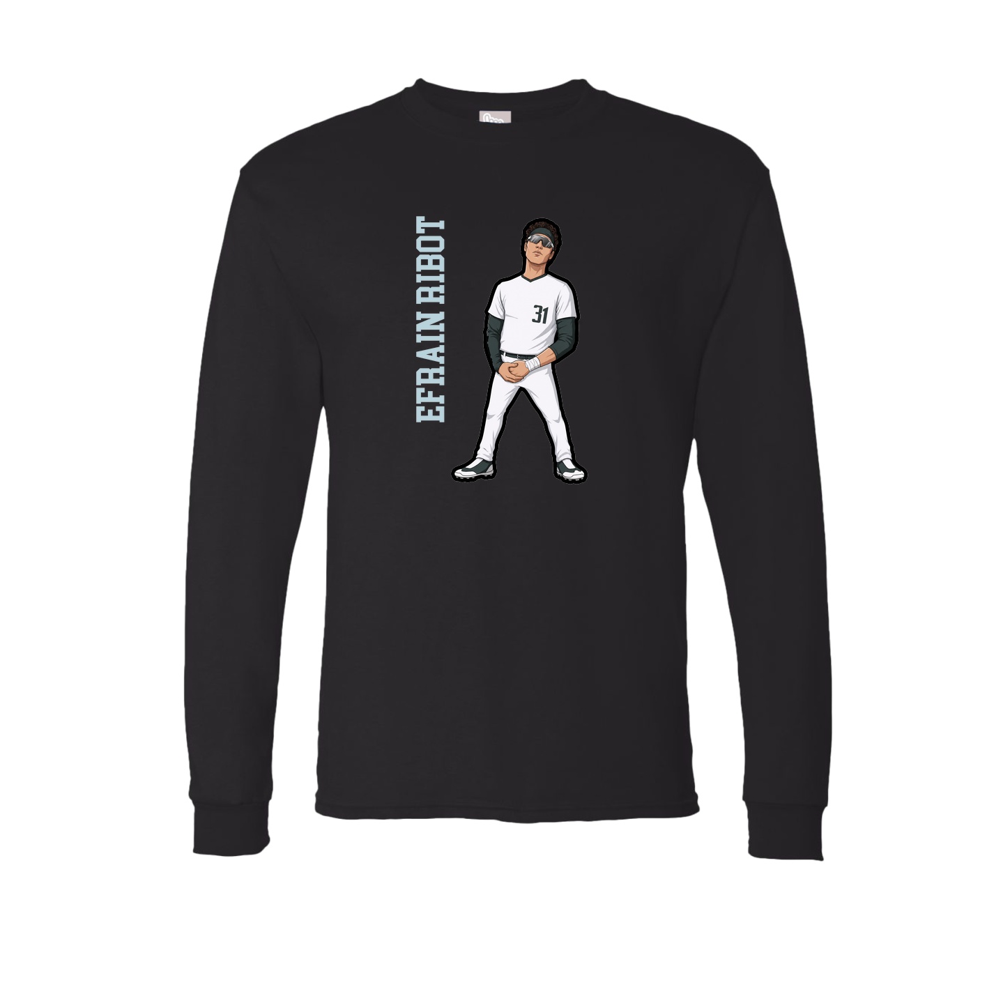 Long Sleeve Tee — Name Vertical in Black