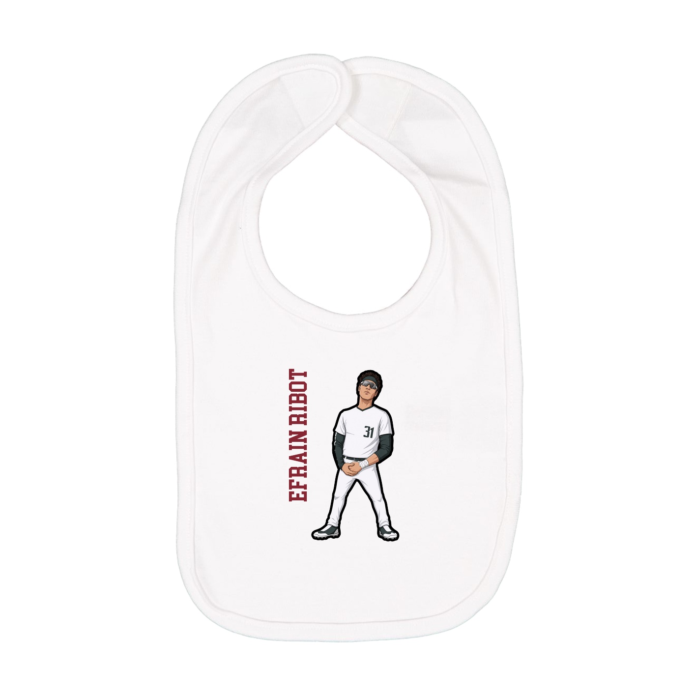 Infant Bib — Name Vertical in White