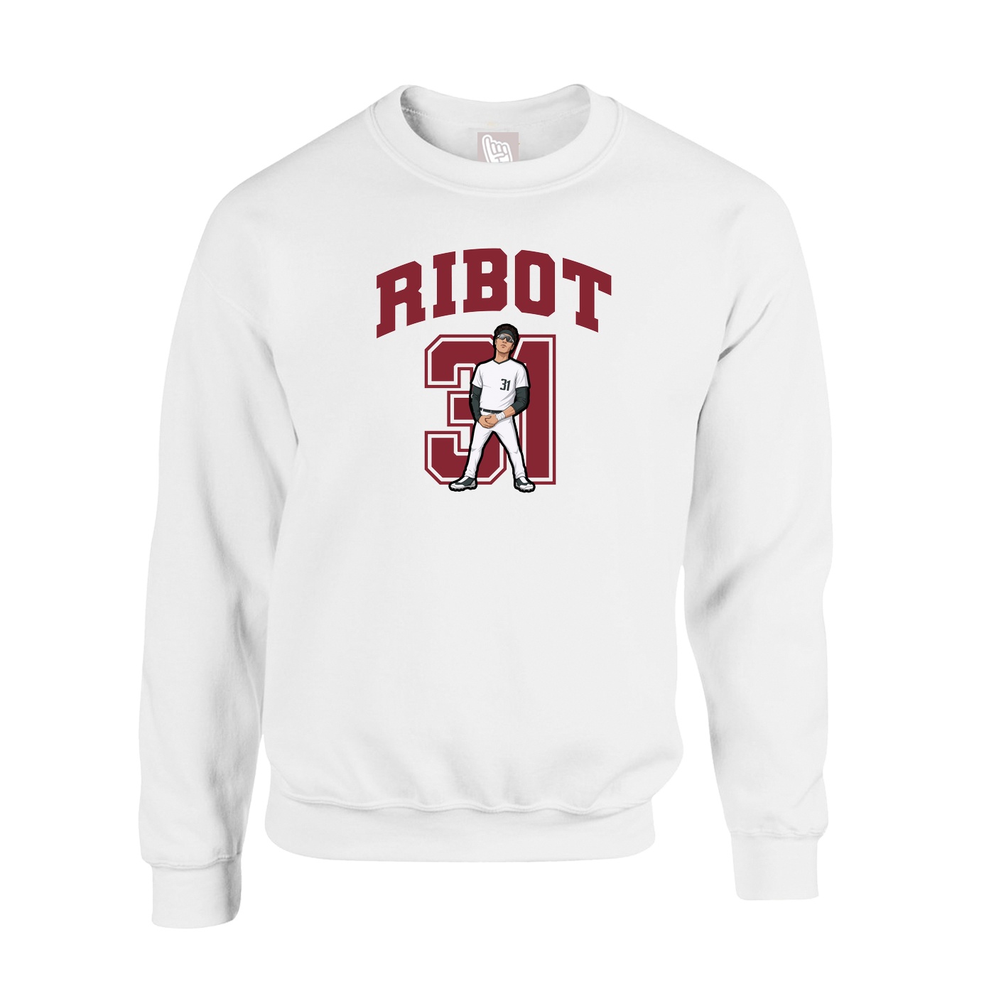 Fleece Crew — Number in White