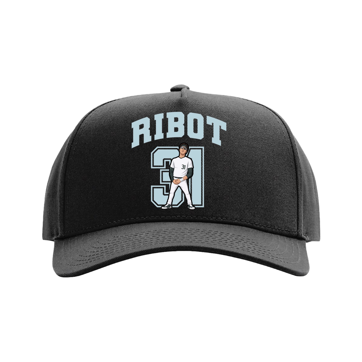 Full Fabric Five-Panel Champ Cap — Number in Black