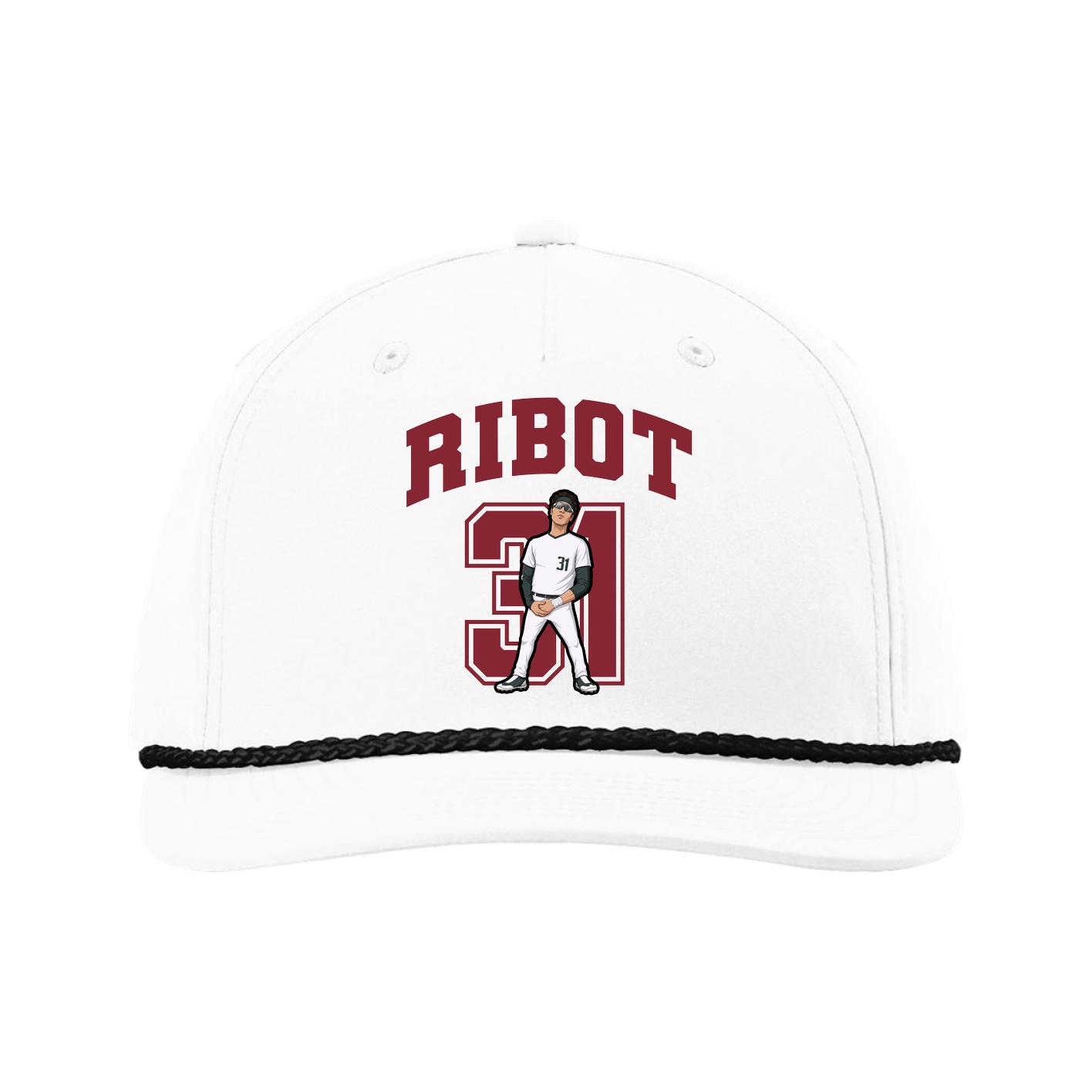 Five-Panel Classic Rope Cap — Number in White