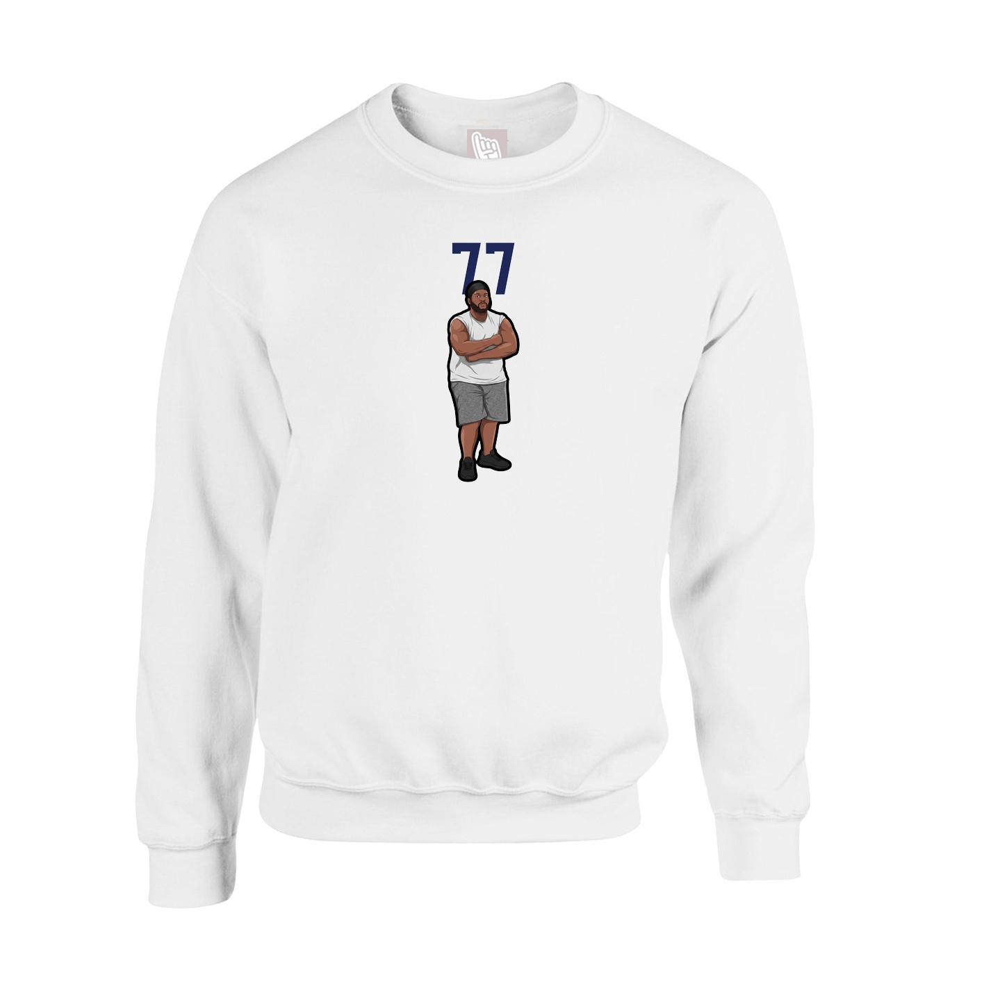 Fleece Crew — Number Top in White