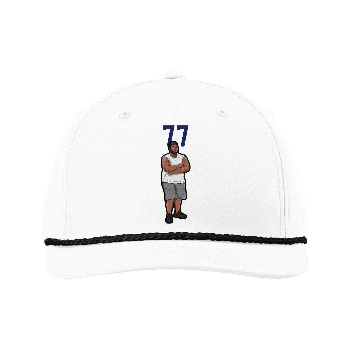 Five-Panel Classic Rope Cap — Number Top in White