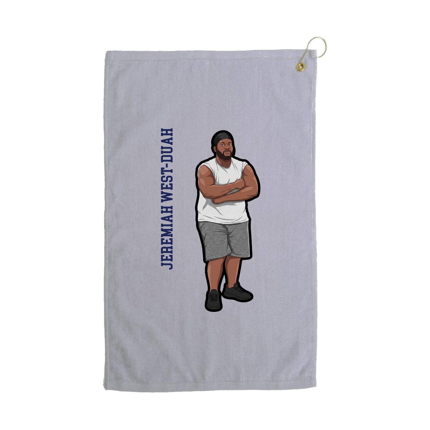 Golf Towel — Name Vertical in Grey