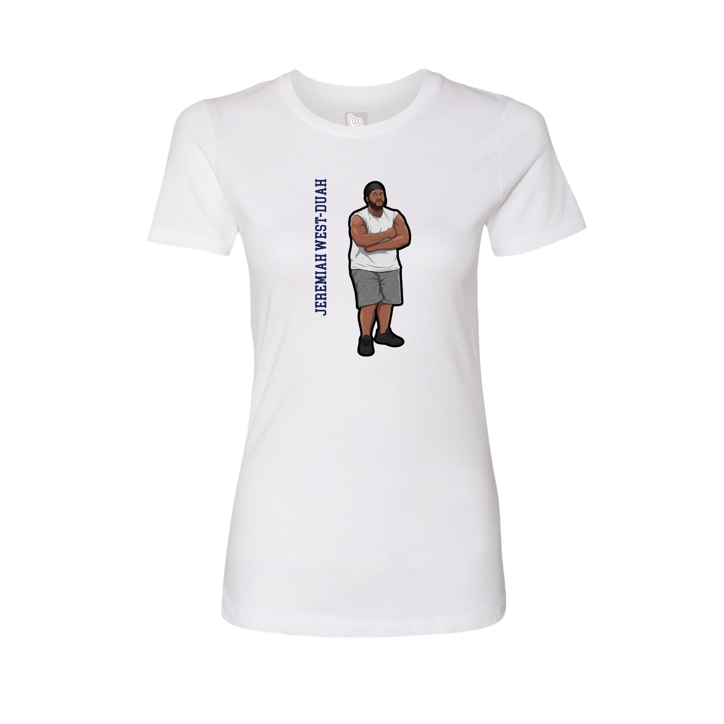 Fitted Women's Tee — Name Vertical in White