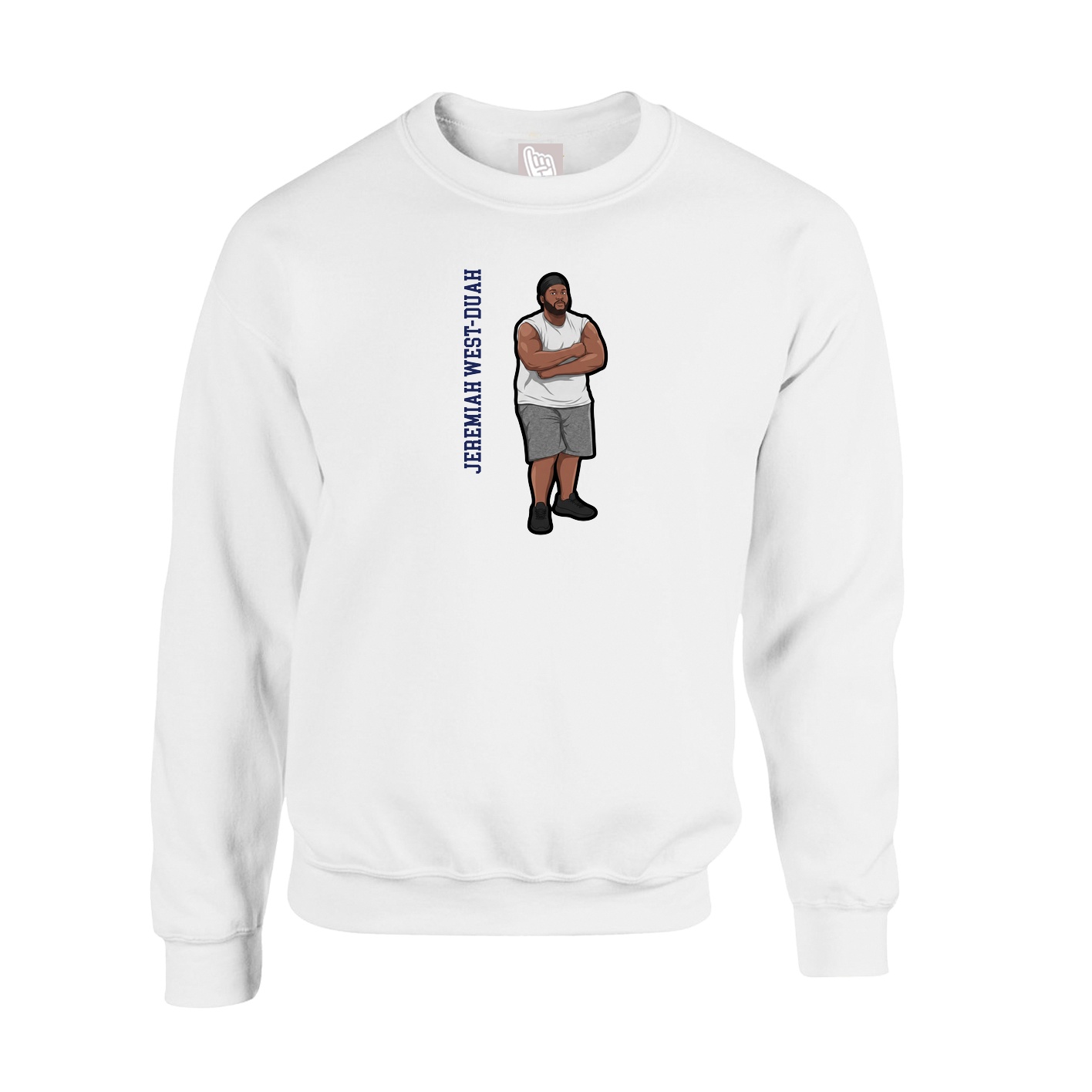 Fleece Crew — Name Vertical in White