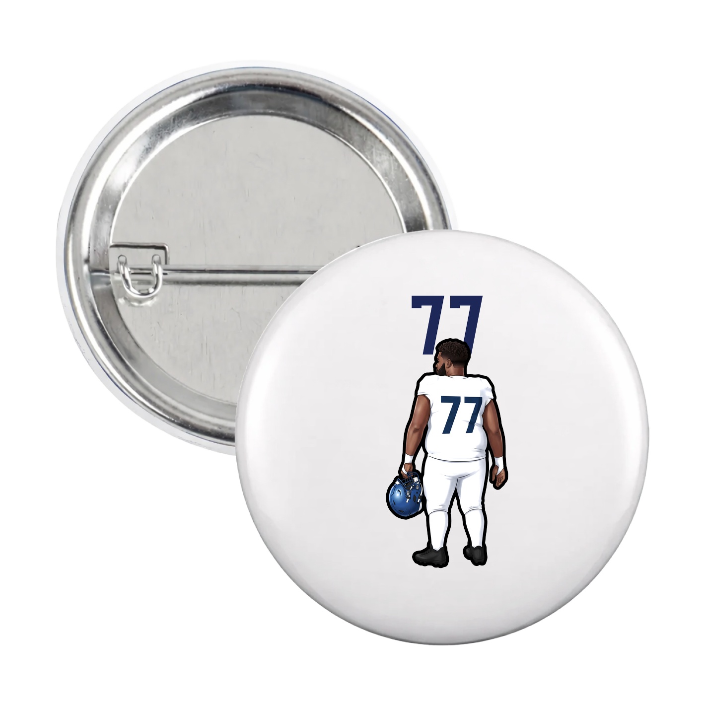 Game Day Button — Number Top in White