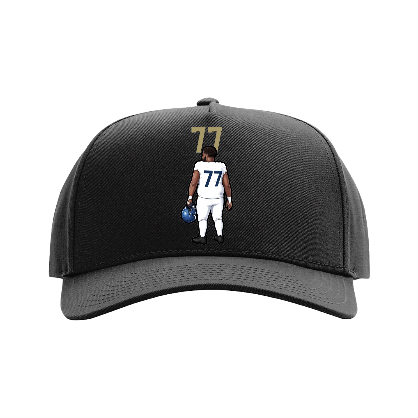 Full Fabric Five-Panel Champ Cap — Number Top in Black