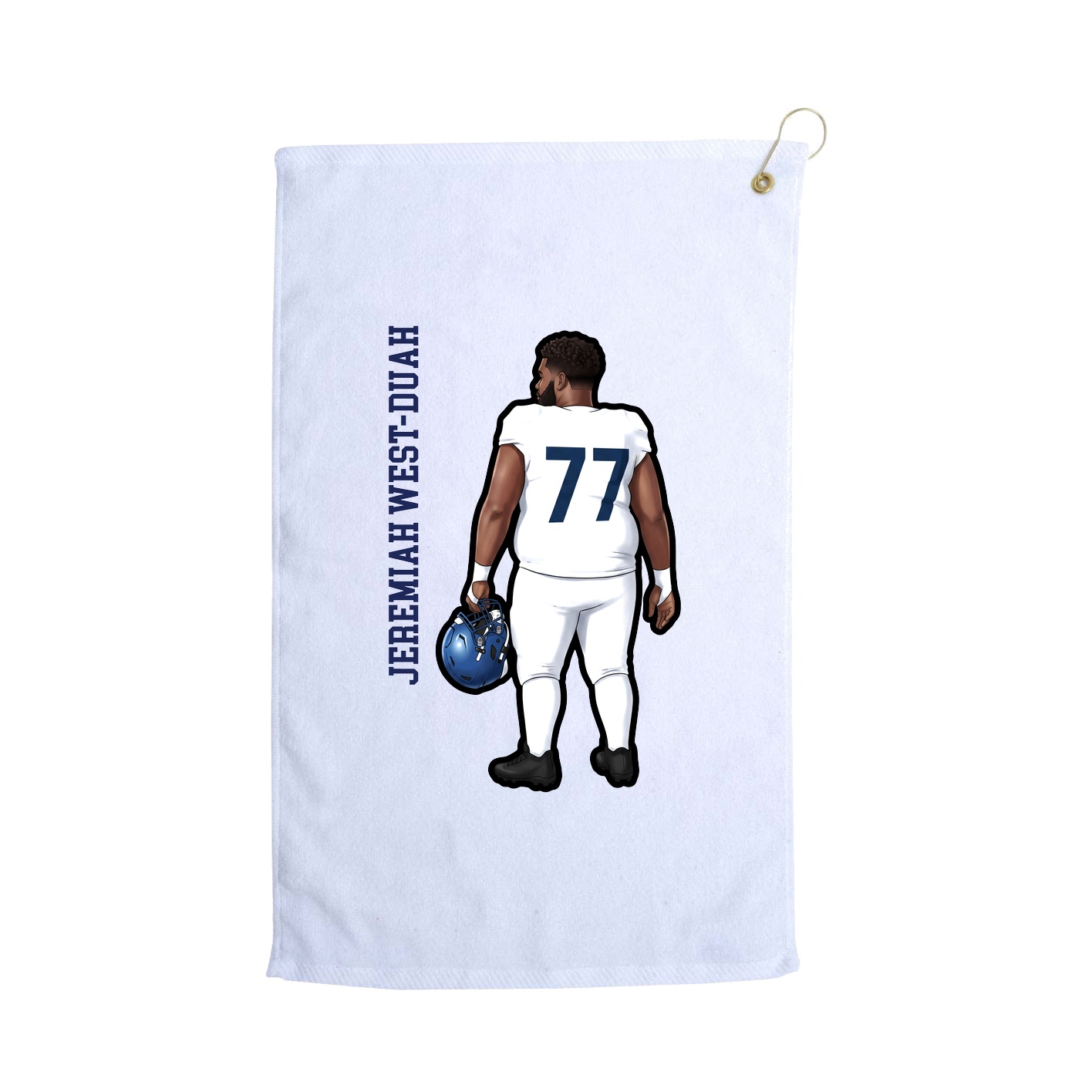 Golf Towel — Name Vertical in White