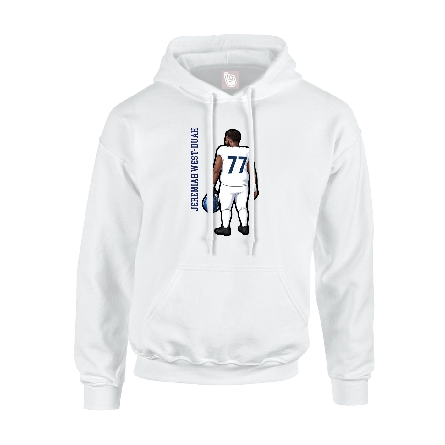Youth Hoodie — Name Vertical in White