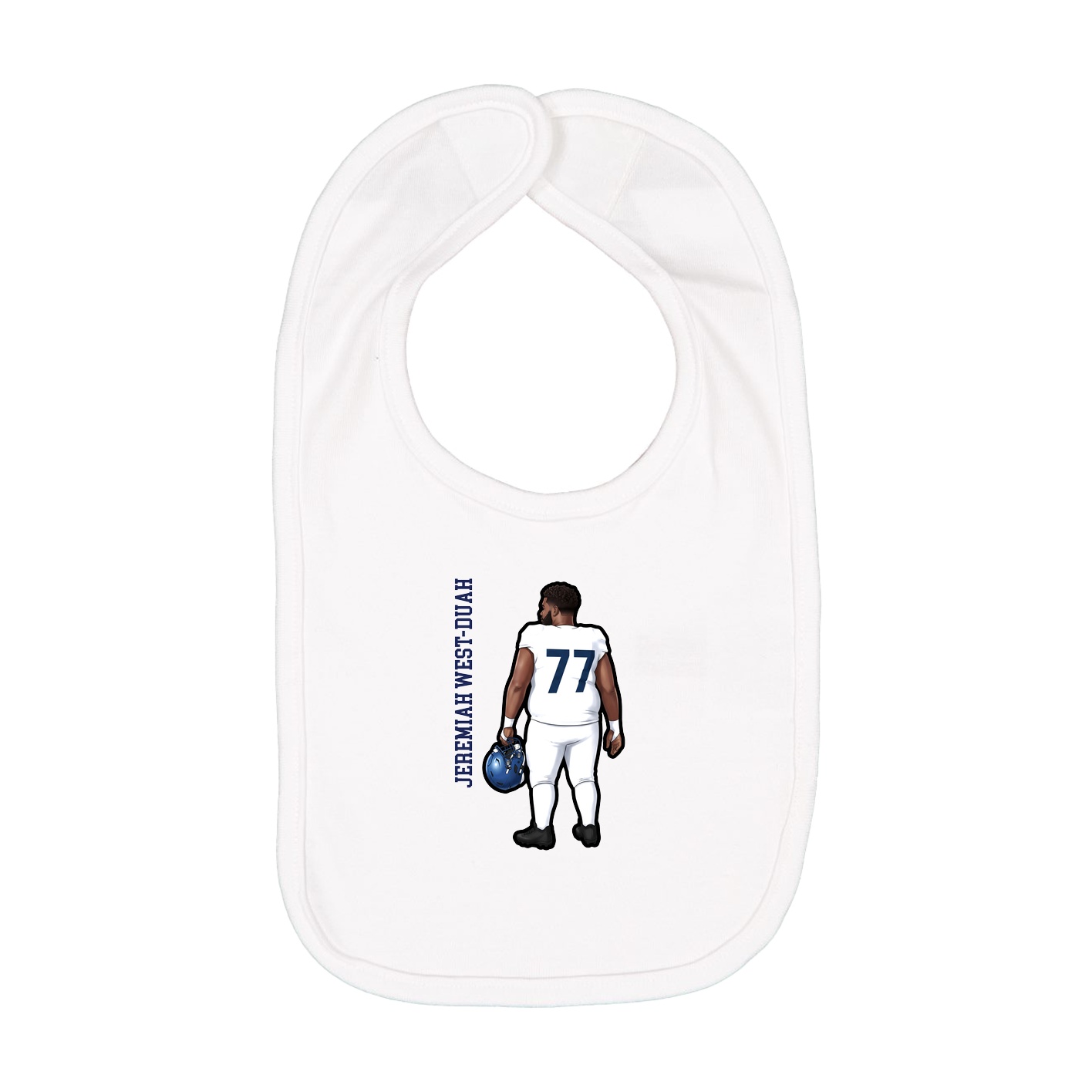 Infant Bib — Name Vertical in White