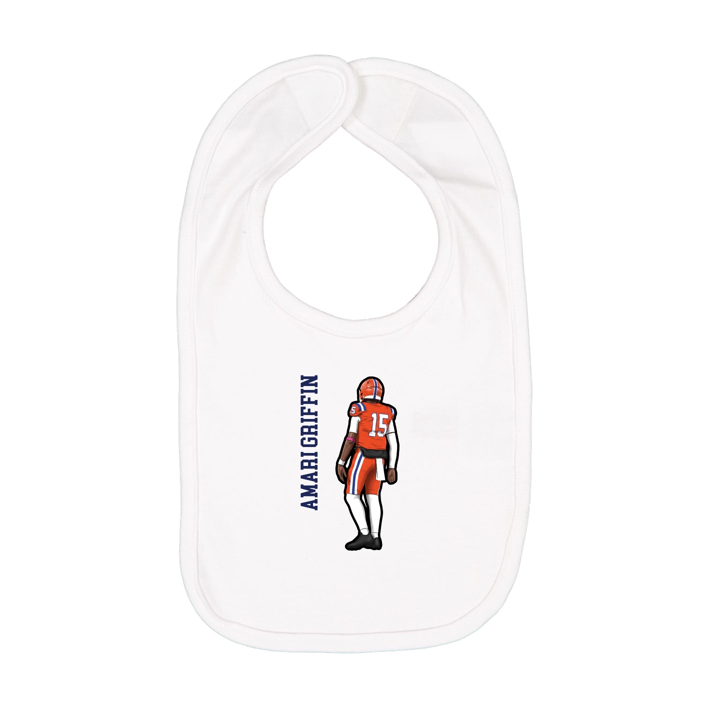 Infant Bib — Name Vertical in White