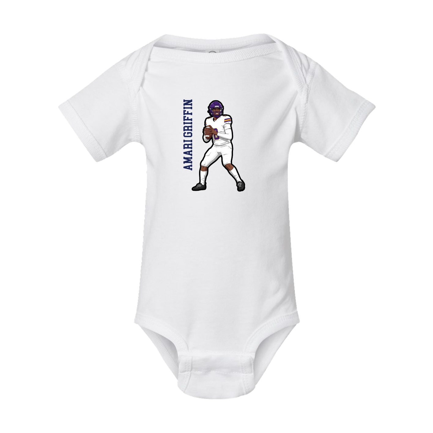 Baby Onesie — Name Vertical in White