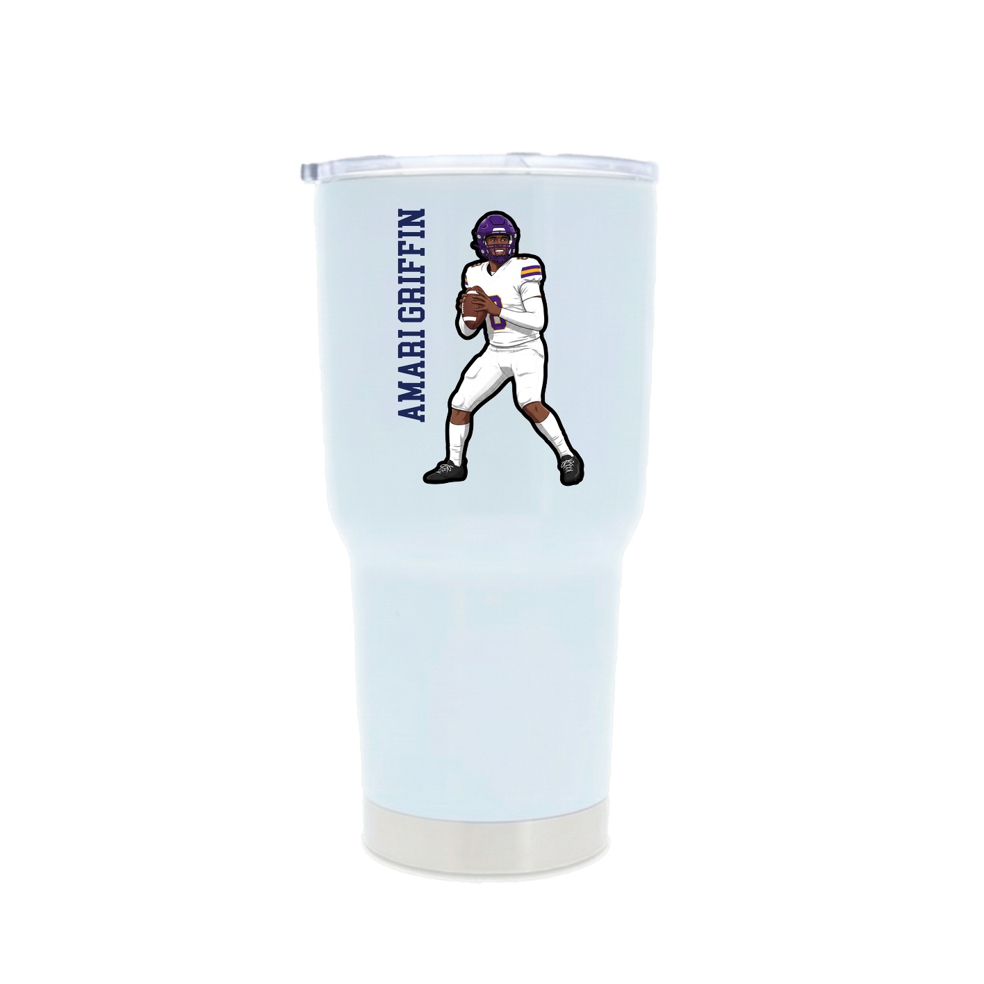 30oz Stainless Steel Tumbler — Name Vertical in White