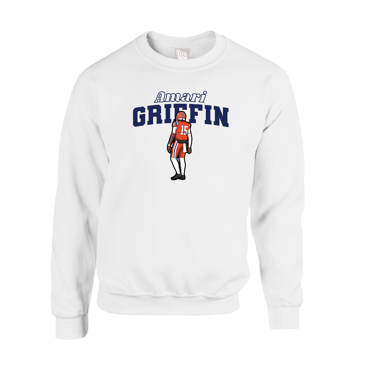 Fleece Crew — Name Arch in White