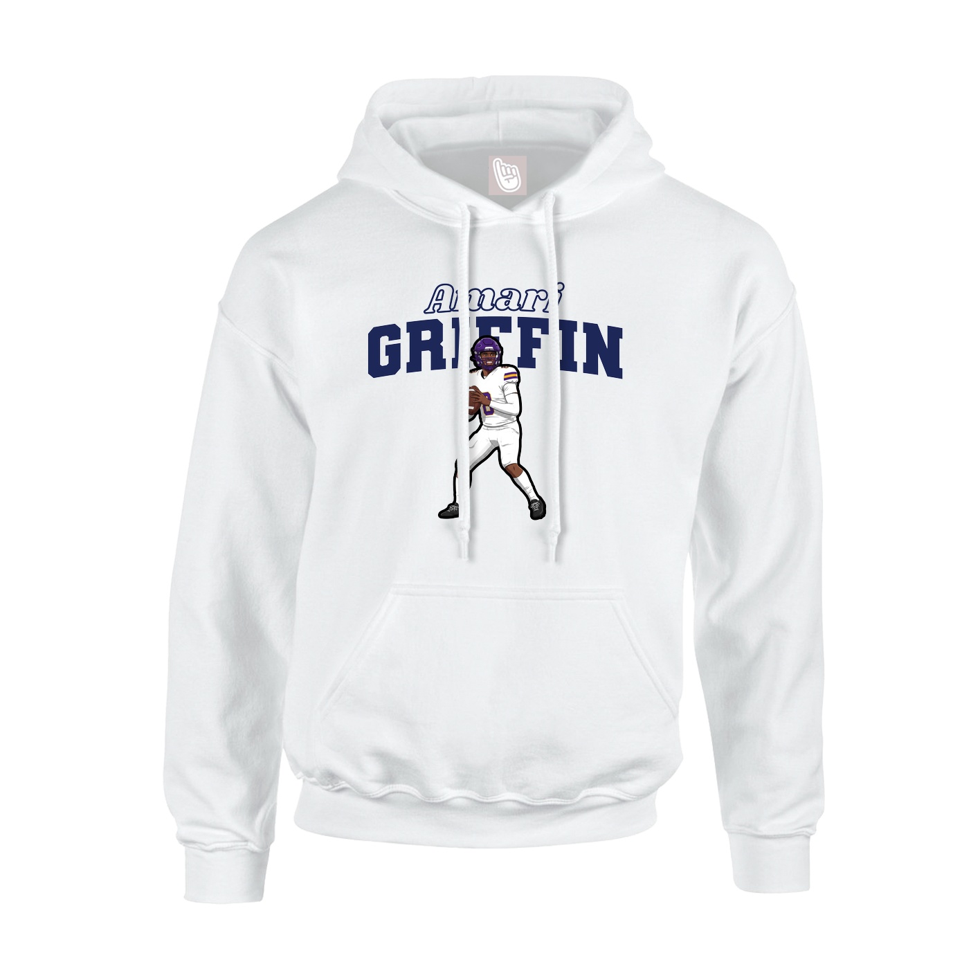 Youth Hoodie — Name Arch in White