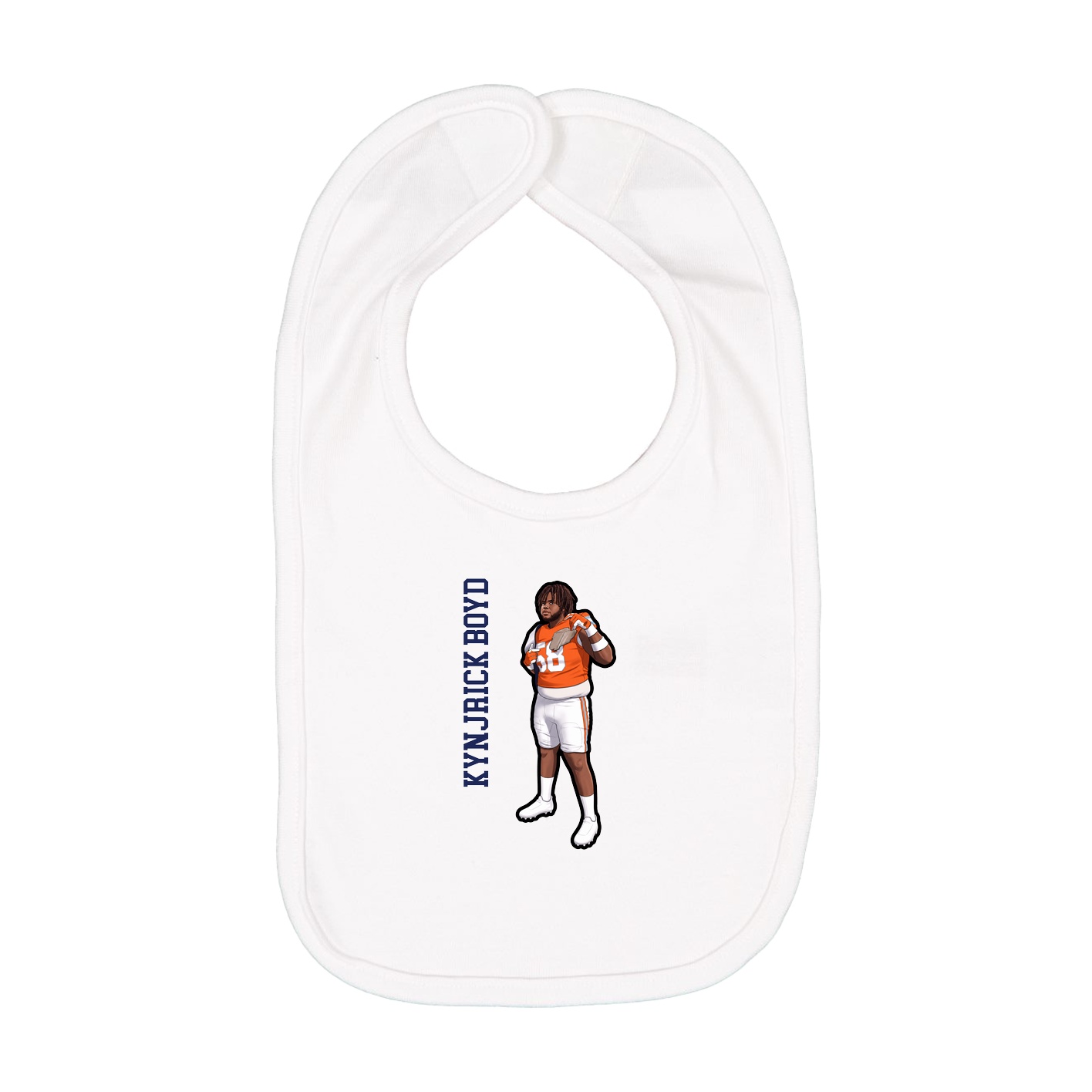 Infant Bib — Name Vertical in White