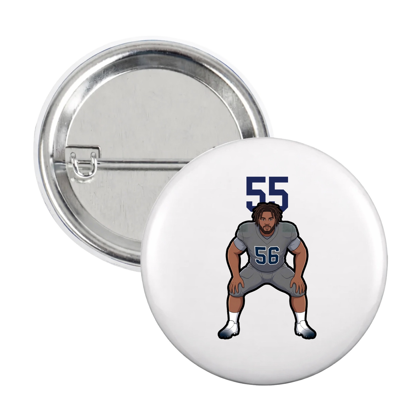 Game Day Button — Number Top in White