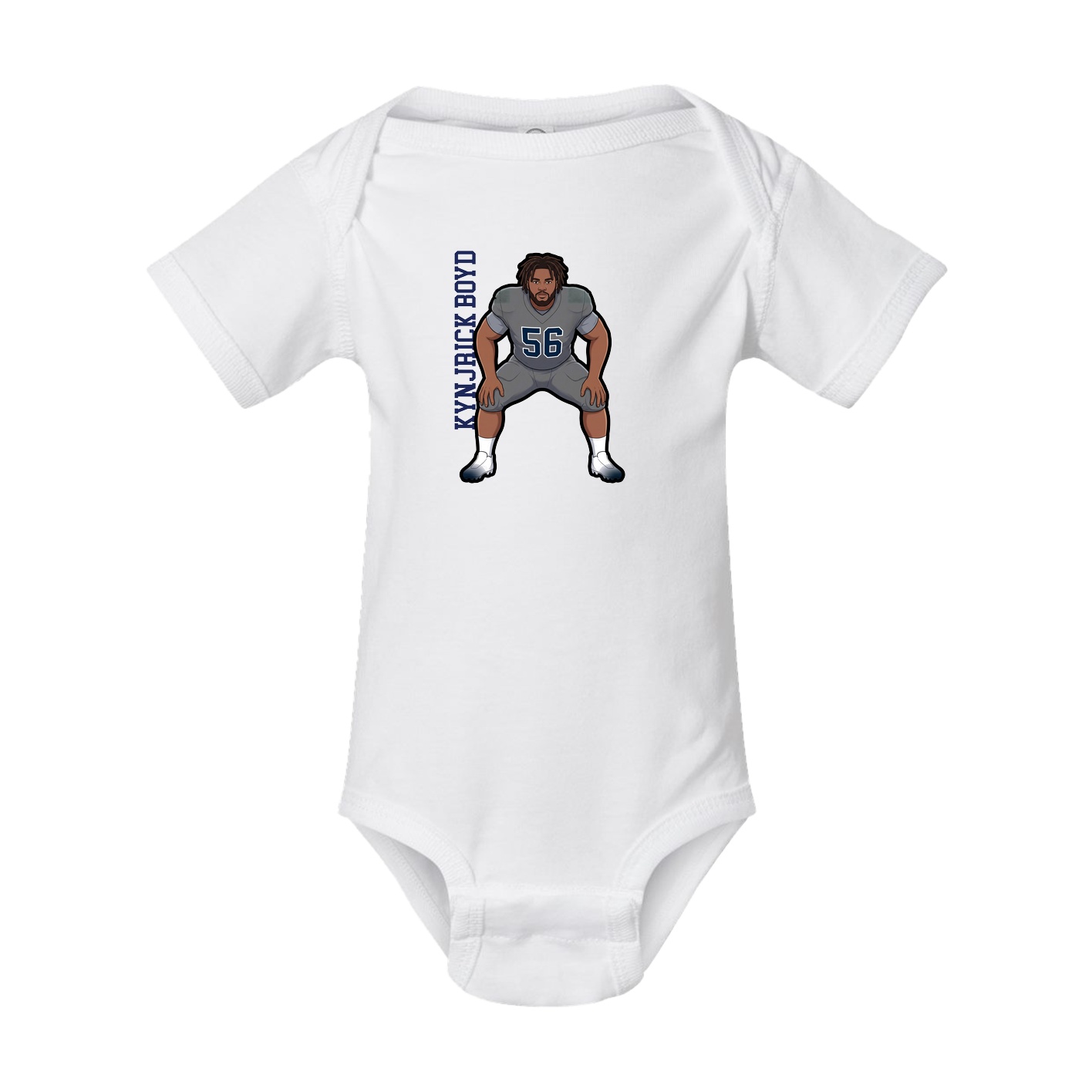 Baby Onesie — Name Vertical in White