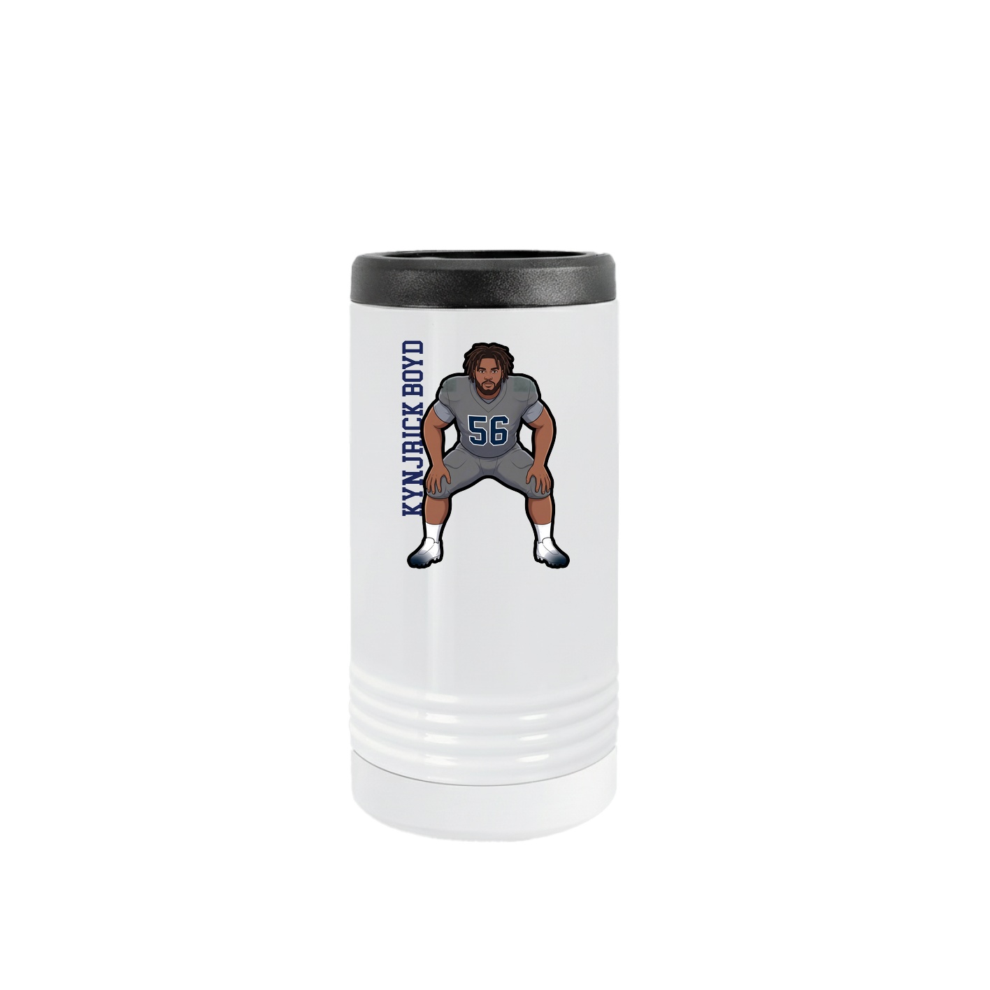 Slim Beverage Holder — Name Vertical in White