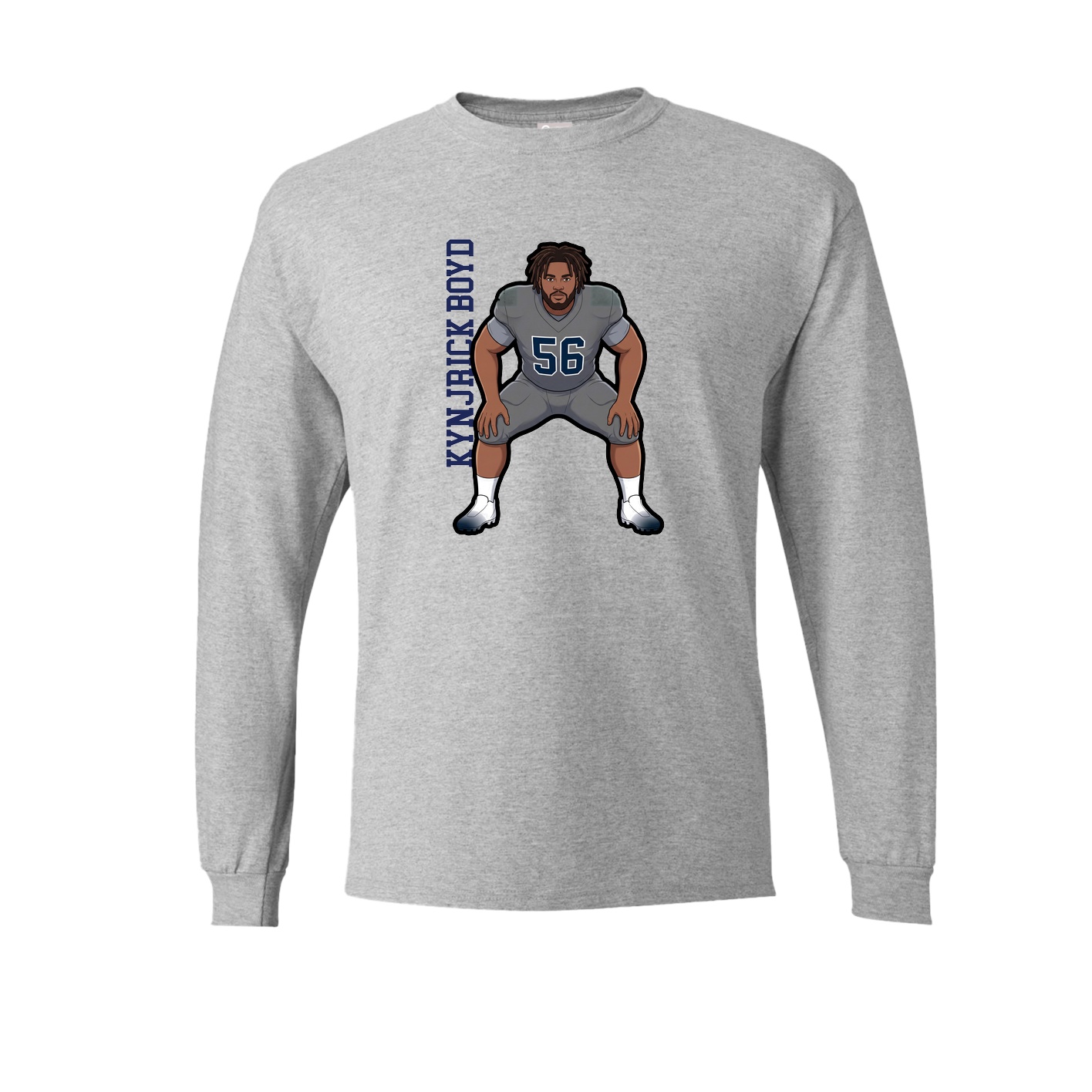 Long Sleeve Tee — Name Vertical in Grey