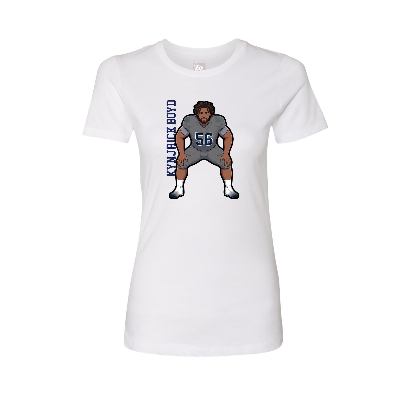 Fitted Women's Tee — Name Vertical in White