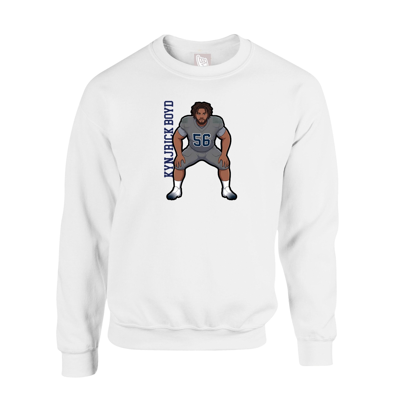 Fleece Crew — Name Vertical in White