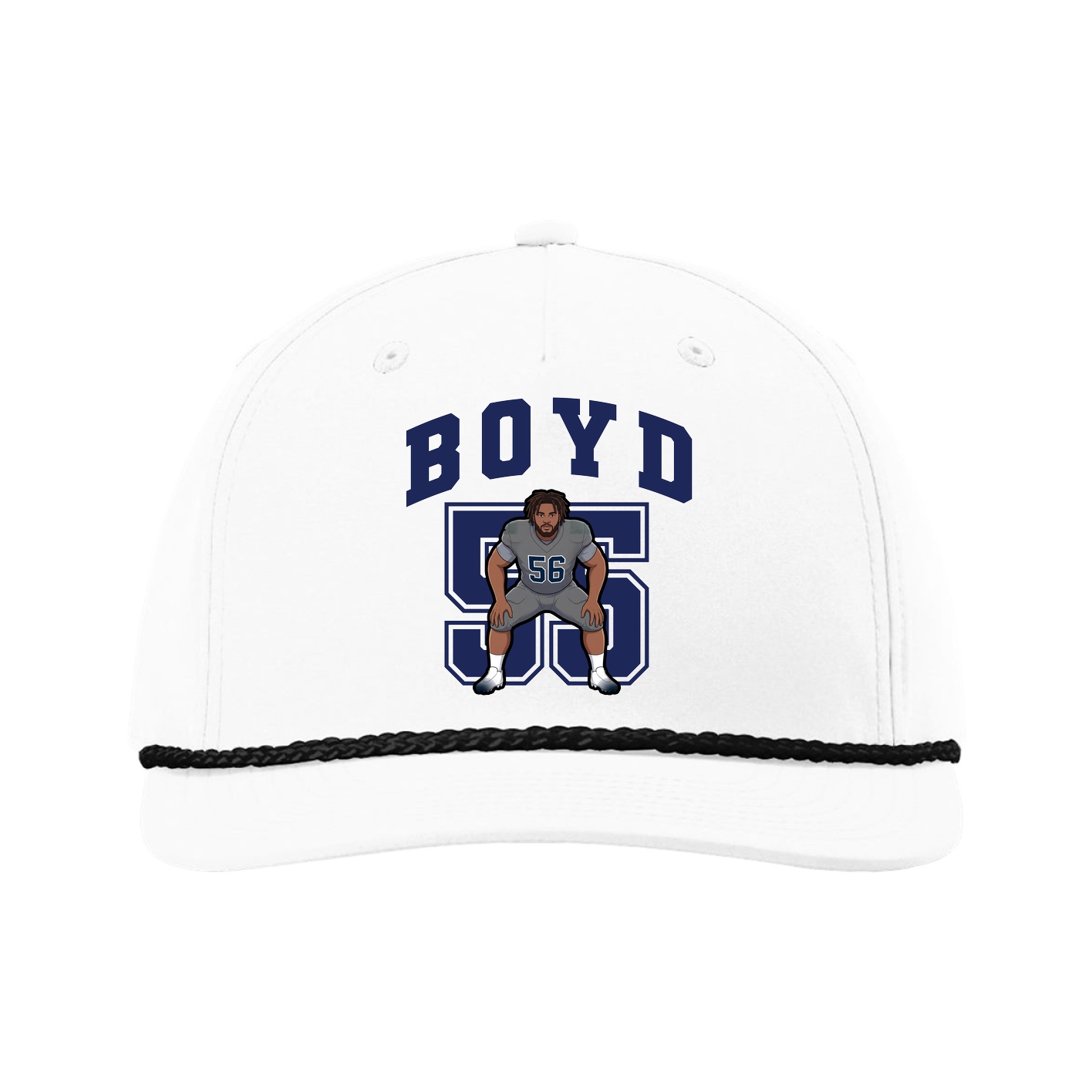 Five-Panel Classic Rope Cap — Number in White