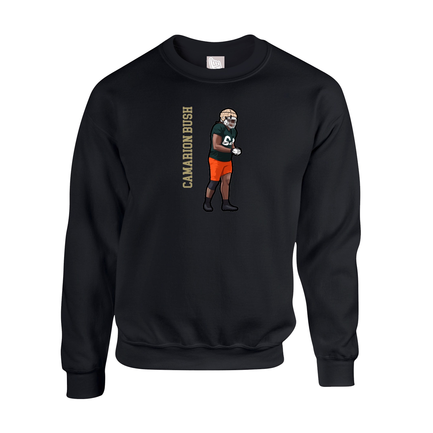 Fleece Crew — Name Vertical in Black