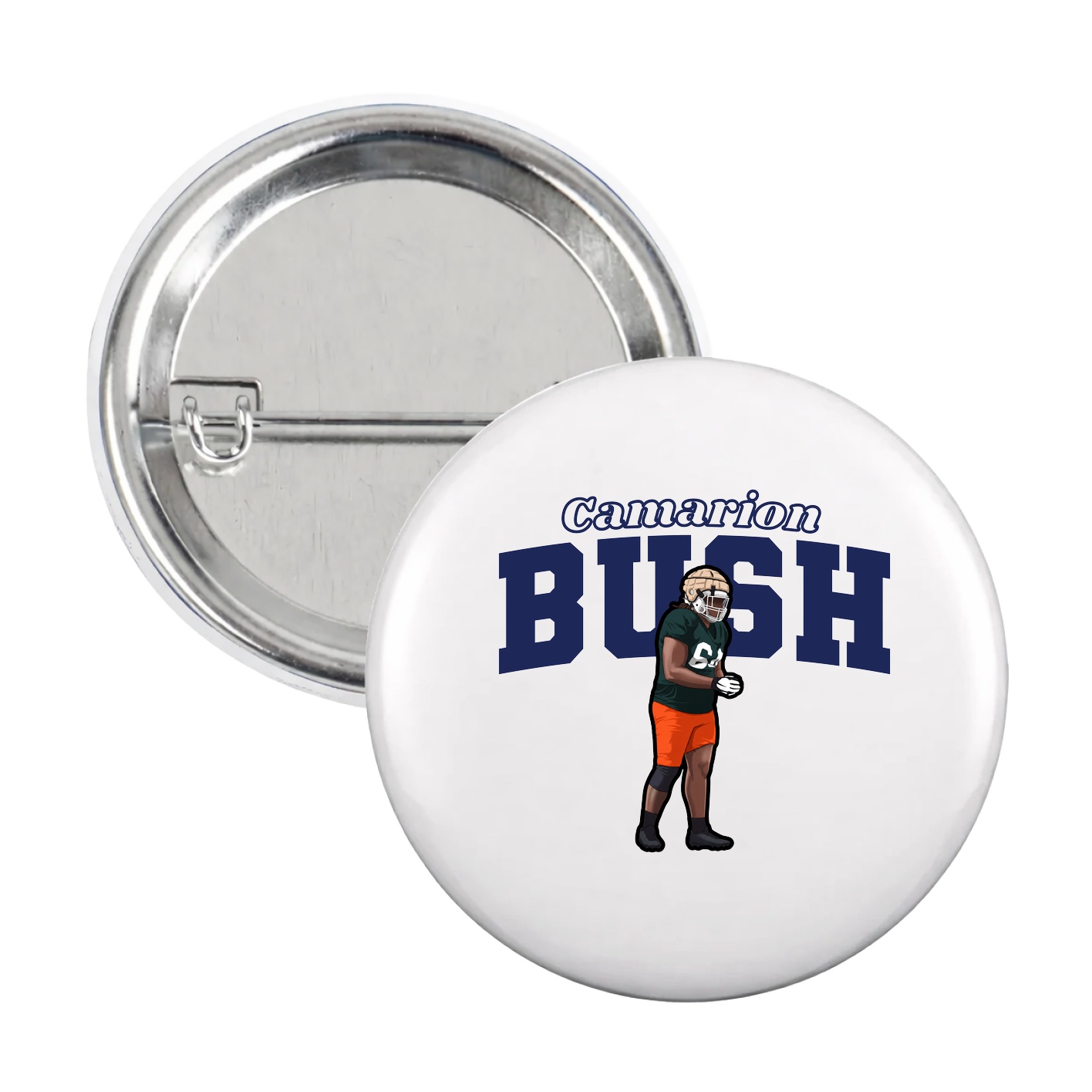 Game Day Button — Name Arch in White