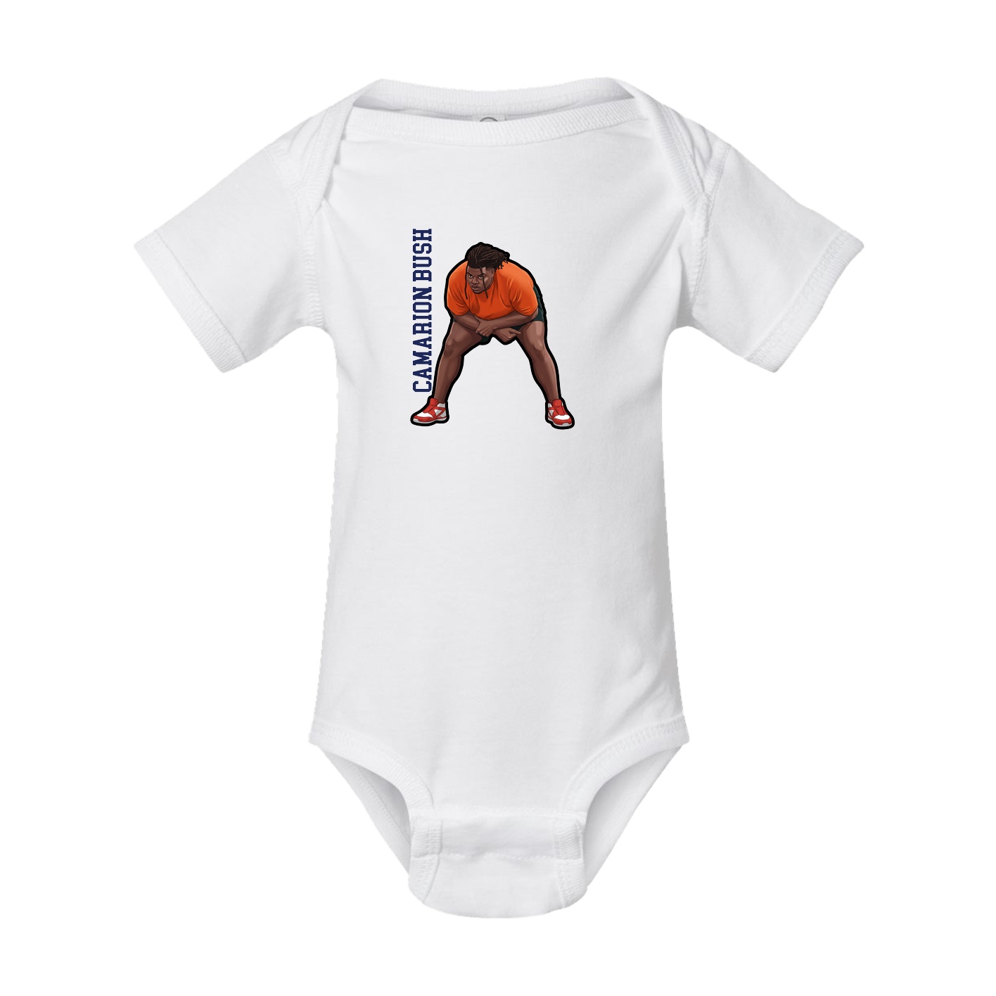Baby Onesie — Name Vertical in White