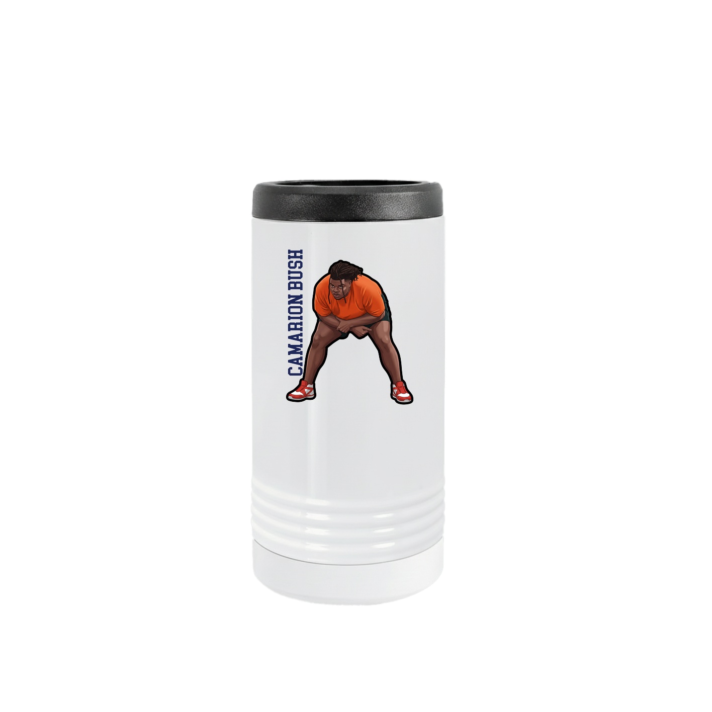 Slim Beverage Holder — Name Vertical in White