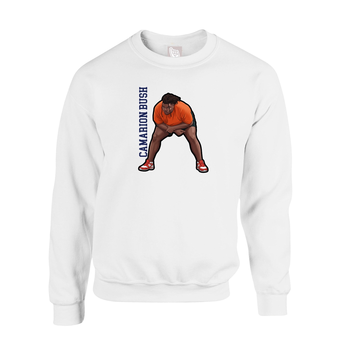 Fleece Crew — Name Vertical in White