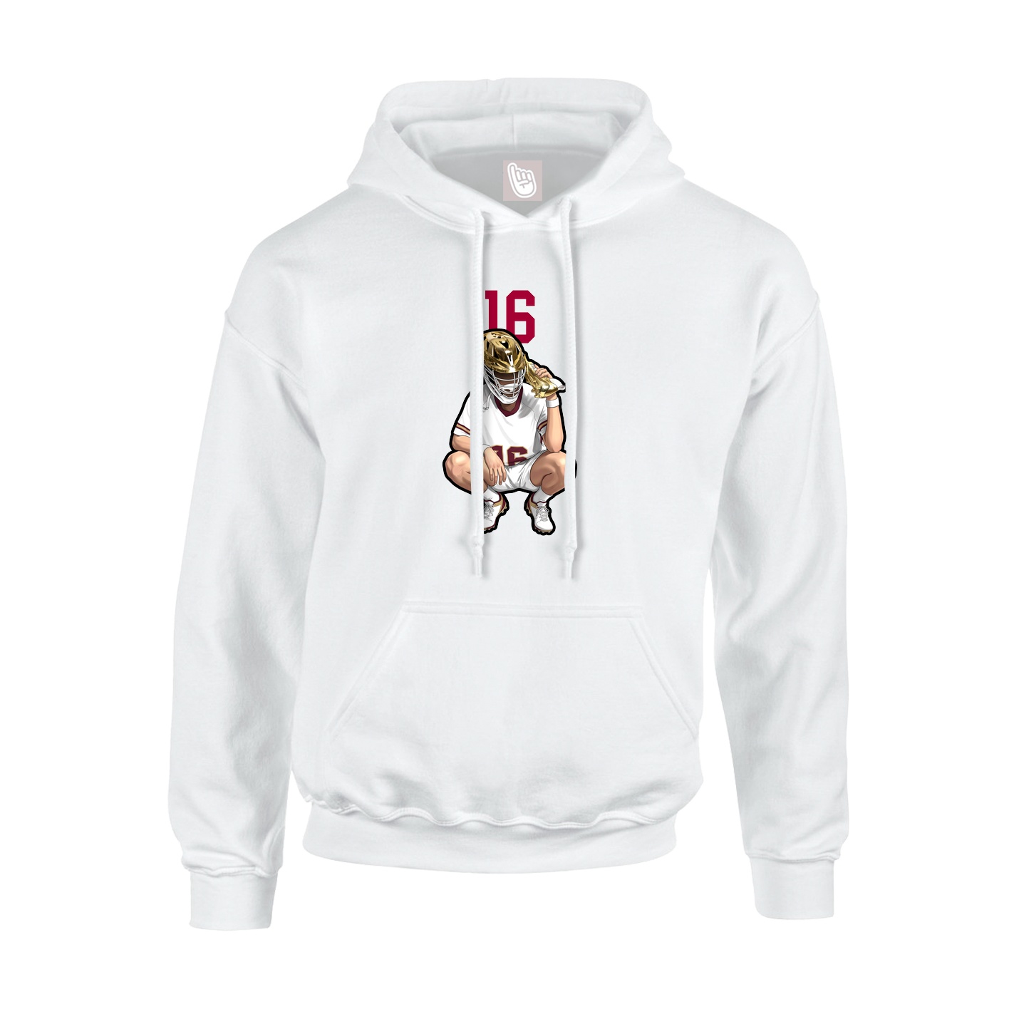 Youth Hoodie — Number Top in White