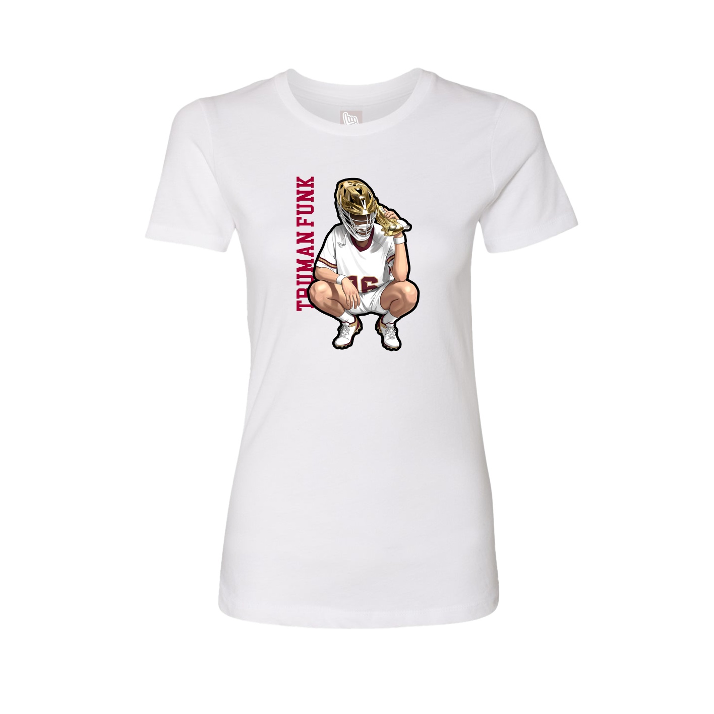 Fitted Women's Tee — Name Vertical in White