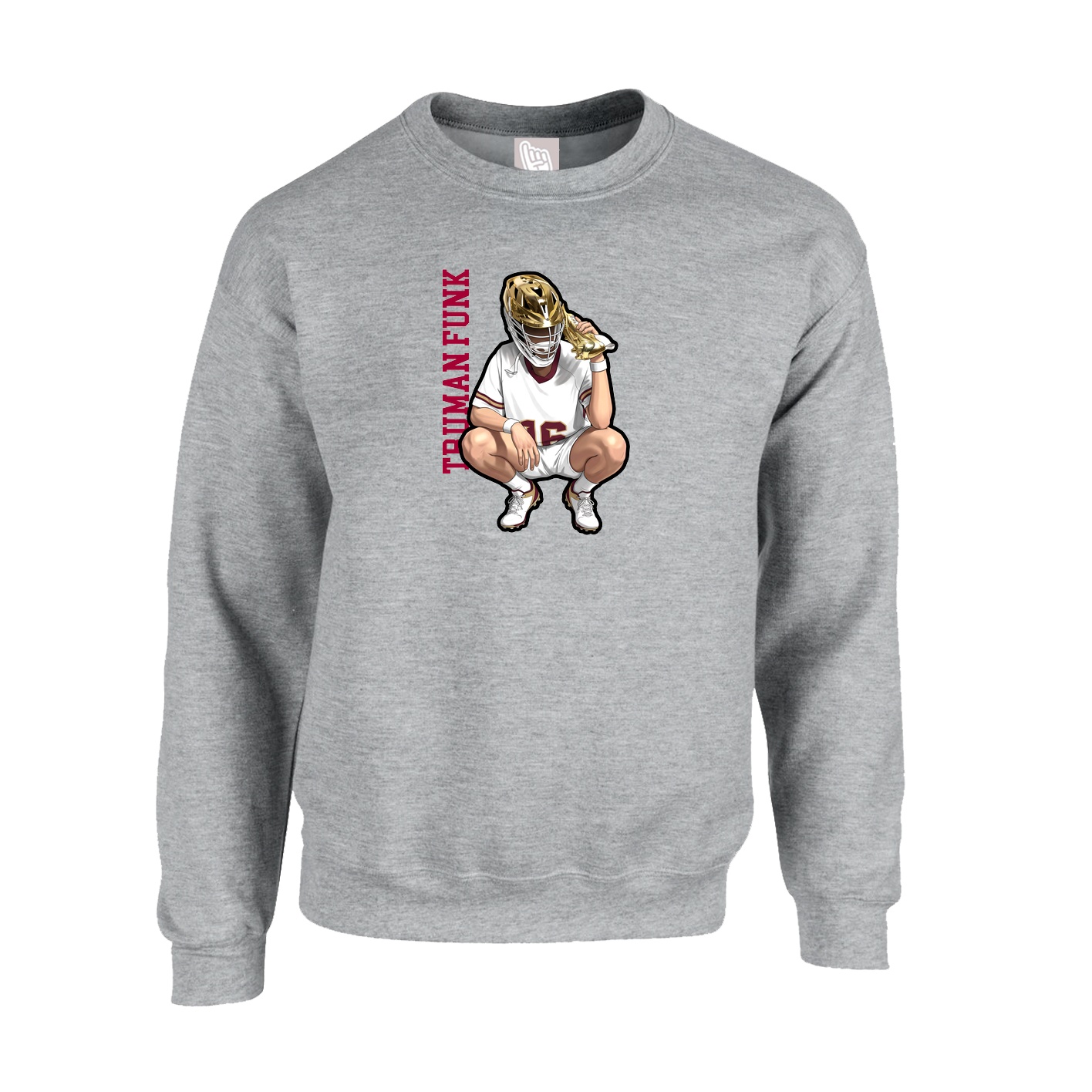 Fleece Crew — Name Vertical in Grey
