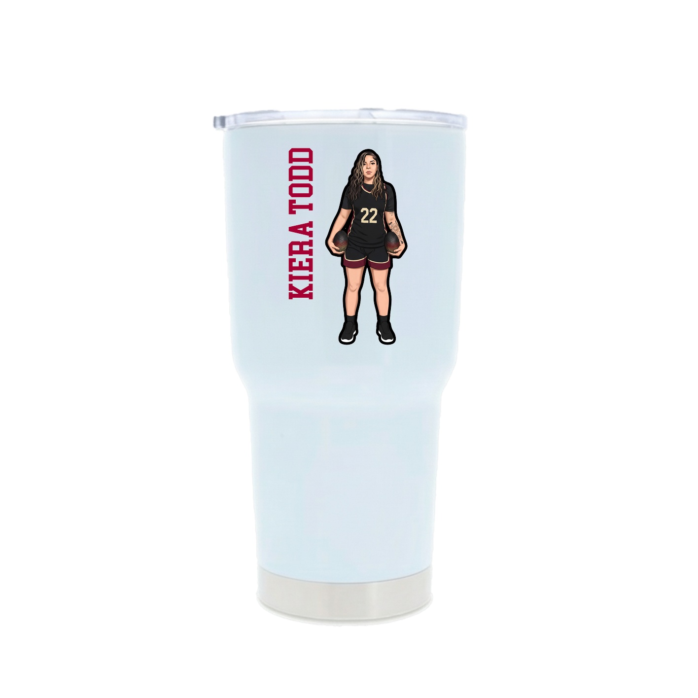 30oz Stainless Steel Tumbler — Name Vertical in White