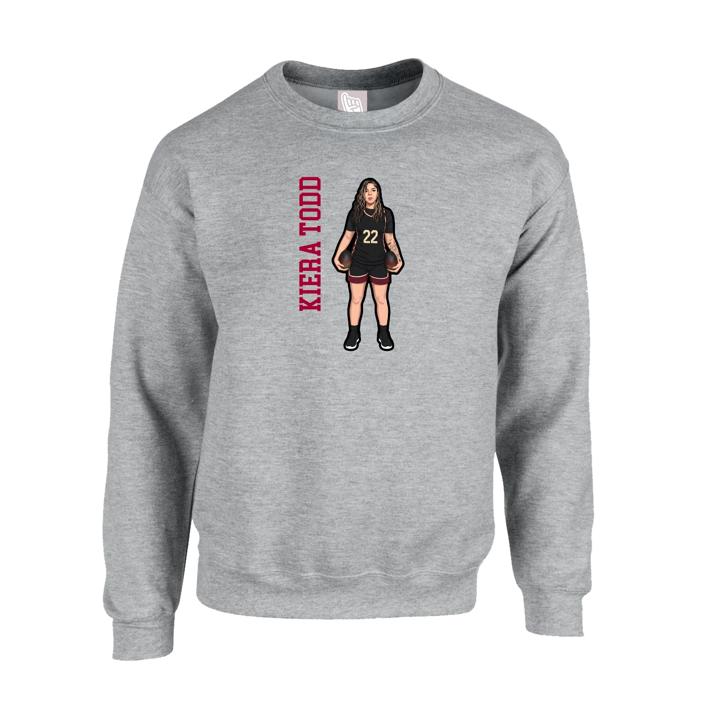 Fleece Crew — Name Vertical in Grey