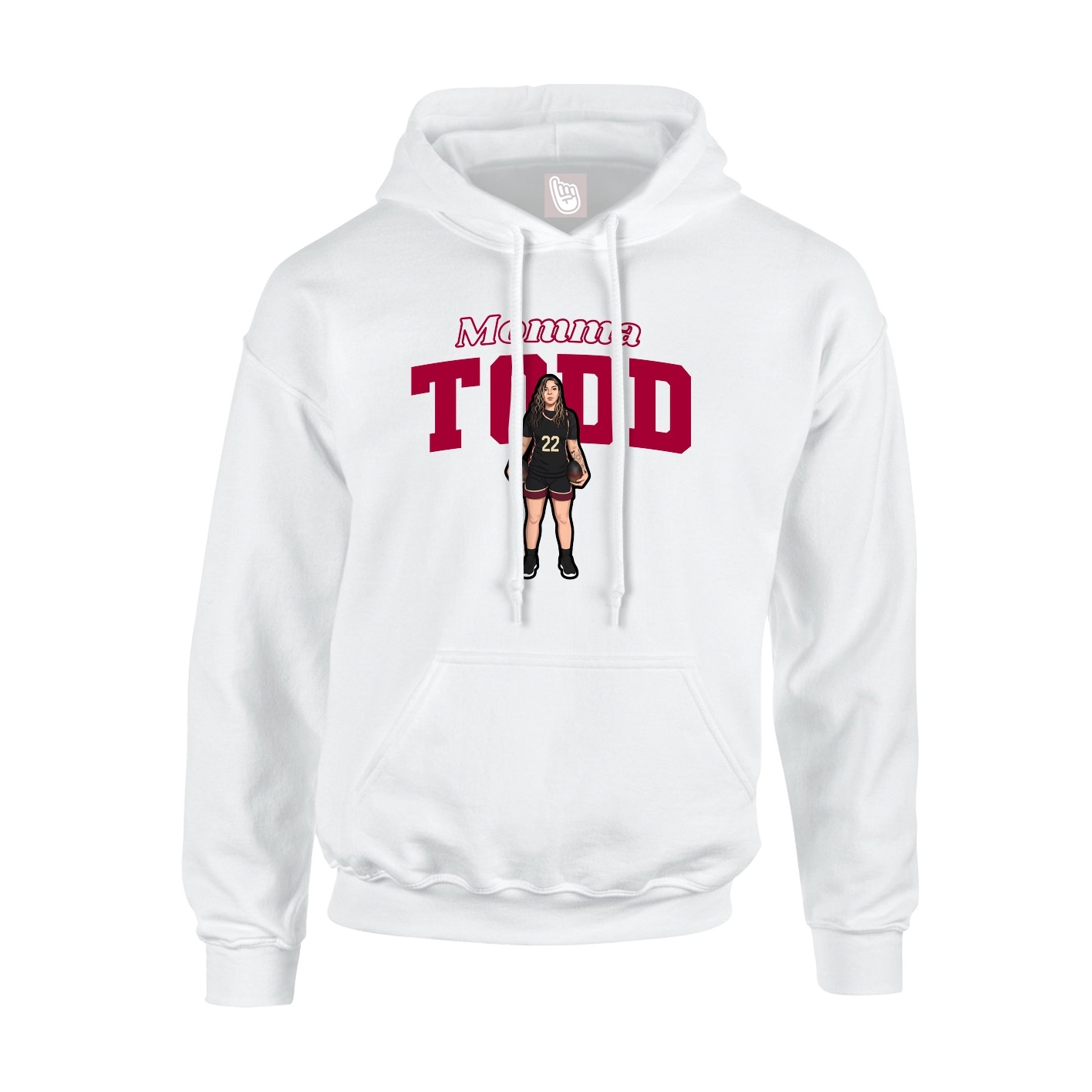 Youth Hoodie — Mothers Day Block in White