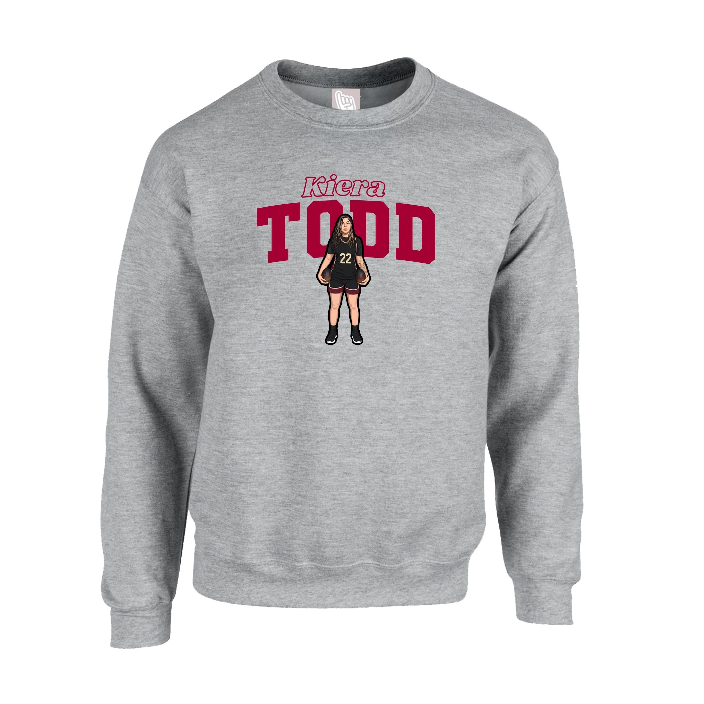 Fleece Crew — Name Arch in Grey