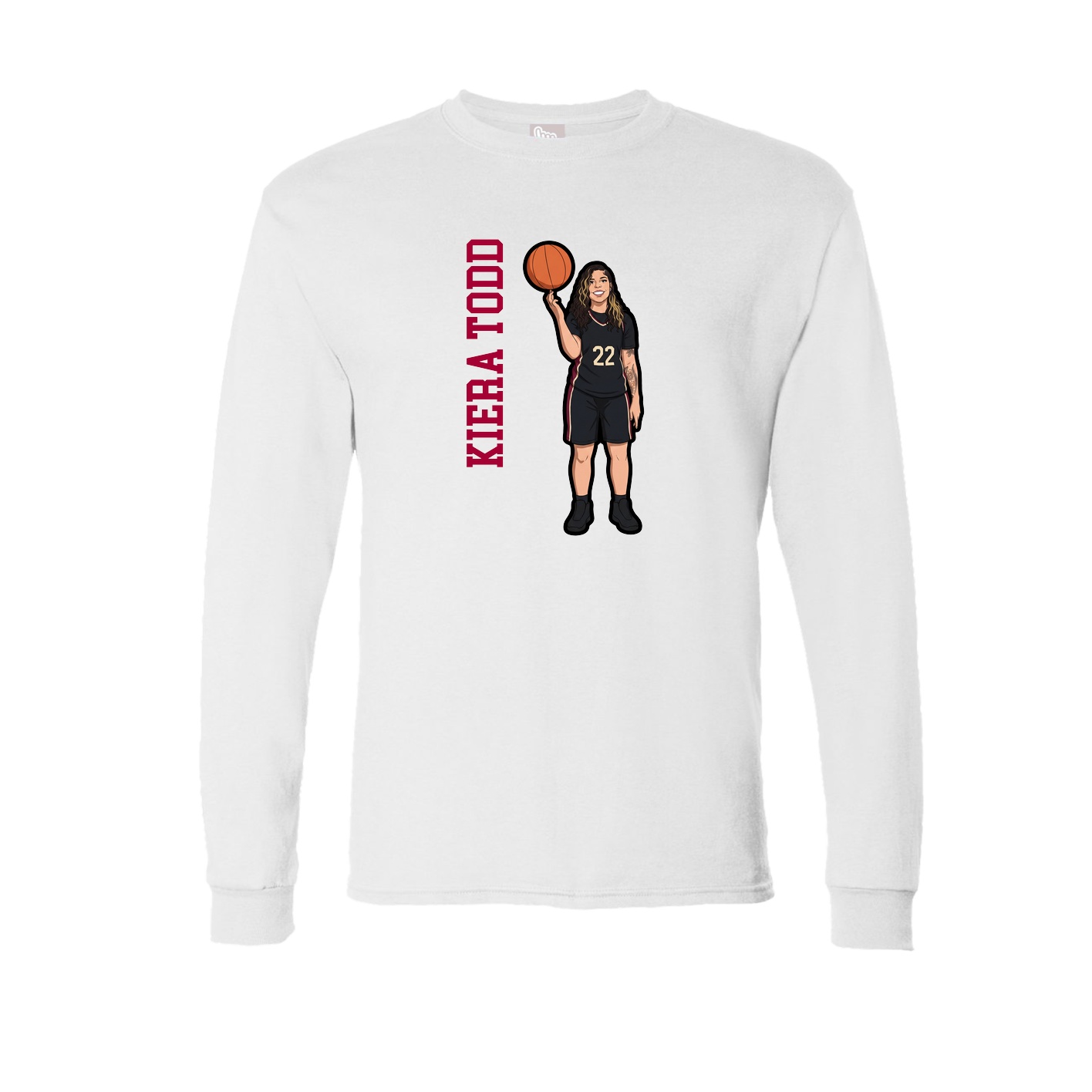Long Sleeve Tee — Name Vertical in White