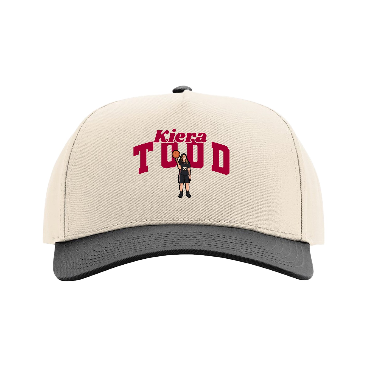 Full Fabric Five-Panel Champ Cap — Signature Arch in Cream/Black