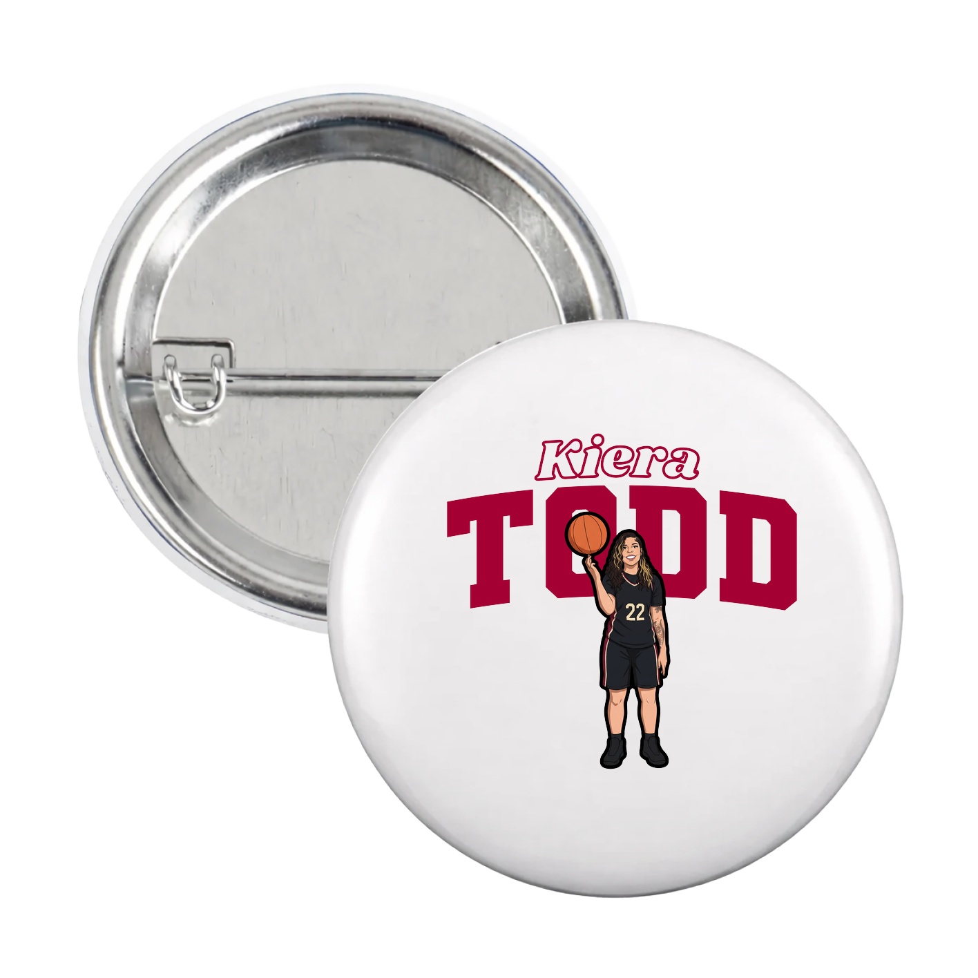 Game Day Button — Name Arch in White