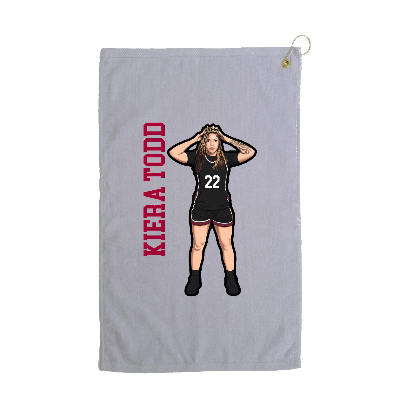 Golf Towel — Name Vertical in Grey