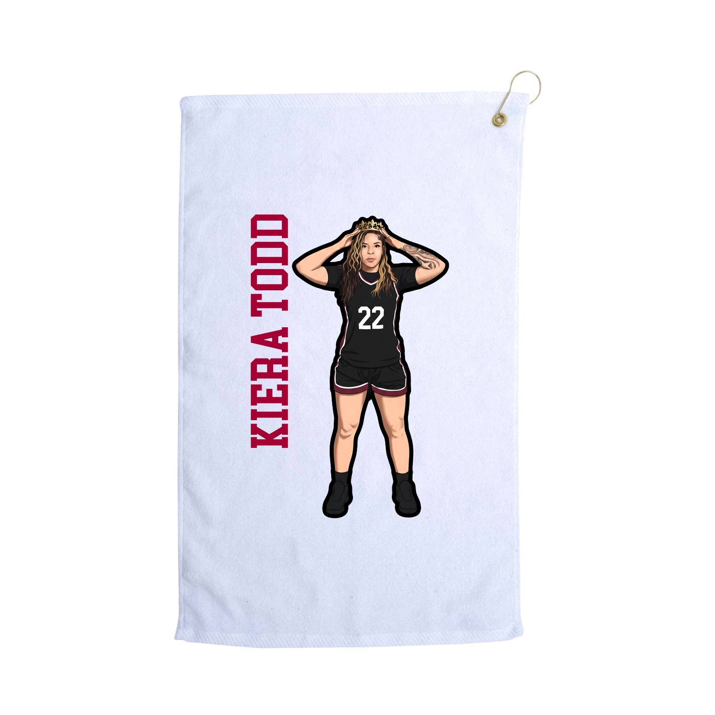 Golf Towel — Name Vertical in White